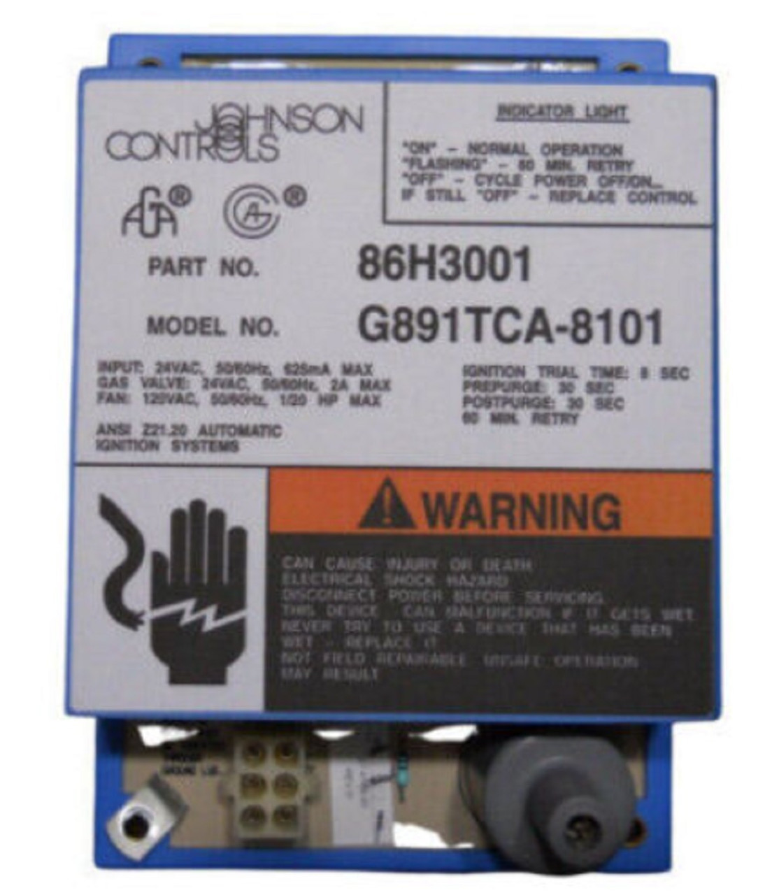 Johnson Controls G891TCA-8101 G891 Pulse Ignition Control, aka Lennox 86H3001 [Refurbished]