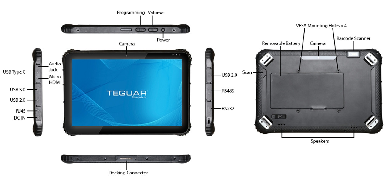 Teguar TRT-5380-12 12.2" Heavy Duty Tablet, w/ Windows 10 Pro and Car Charger [New]