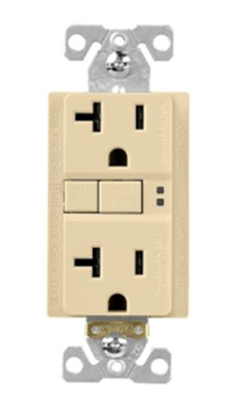 Eaton TRSGF20FV GFCI Receptacle, 20A, Res/Comm, Flush, 125 V, NEMA 5-20R, Ivory [New]