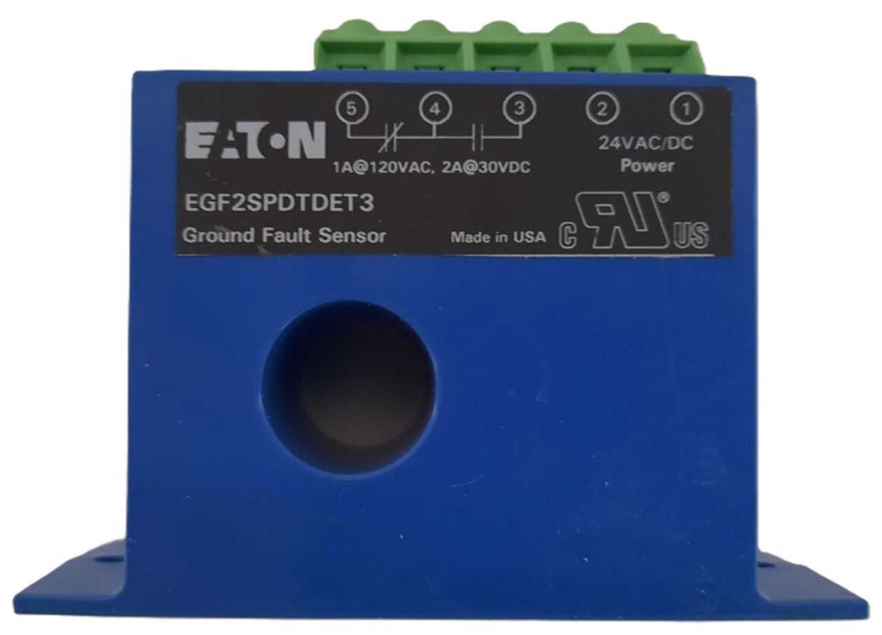 Eaton EGF2SPDTDET3 GFI Current Sensor, 5-10-30mA, SPDT, Auto Reset, 24VAC/DC [New]