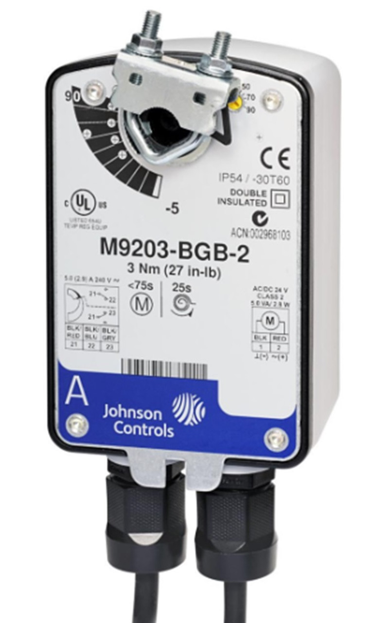 Johnson Controls M9203-BGB-2 Spring Return Electric Actuator, On/Off, 27 in-lb [New]