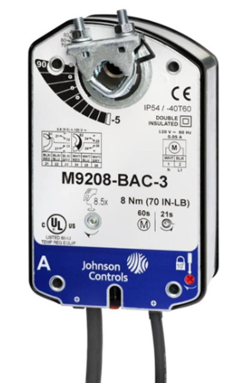 Johnson Controls M9208-BAC-3 Spring Return Electric Actuator, On/Off, 70 in-lb [New]