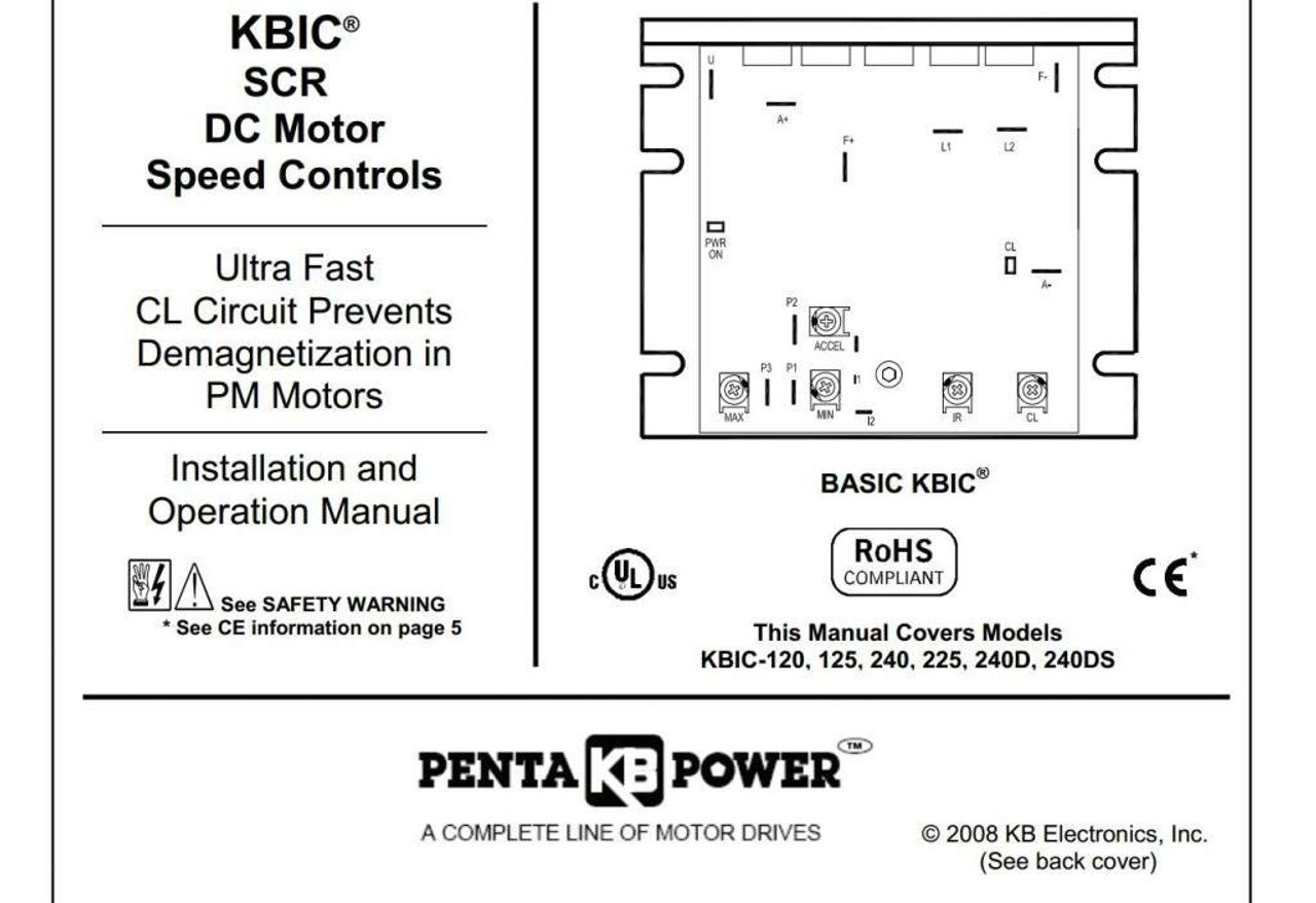 KB Electronics KBIC-125 9433B SCR DC Motor Speed Control, 115VAC Line Voltage [New]