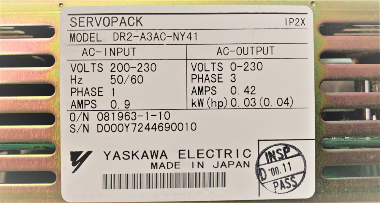 Yaskawa DR2-A3AC-NY41 Servopack Servo Motor Controller [Refurbished]