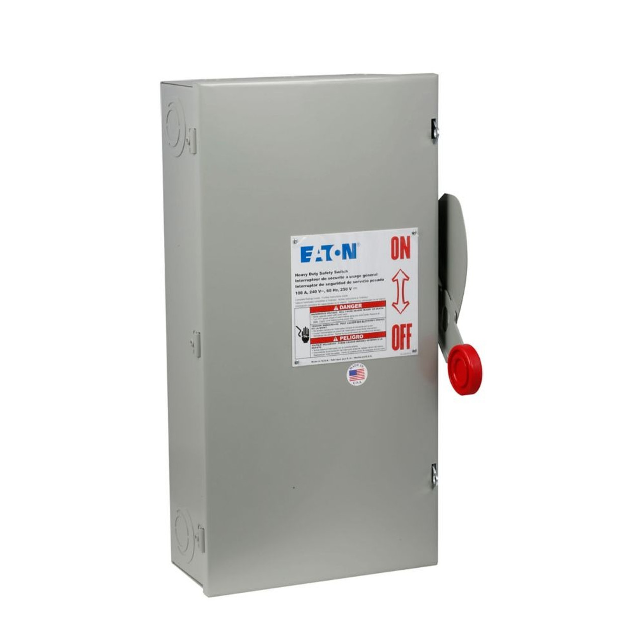 Eaton DH223FGK Heavy Duty Single-Throw Fused Safety Switch, 100A, NEMA 1 [New]