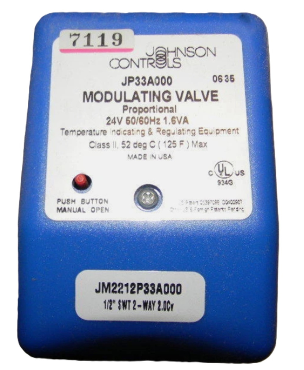 Johnson Controls JM2212P33A000 Valve With Actuator [New]