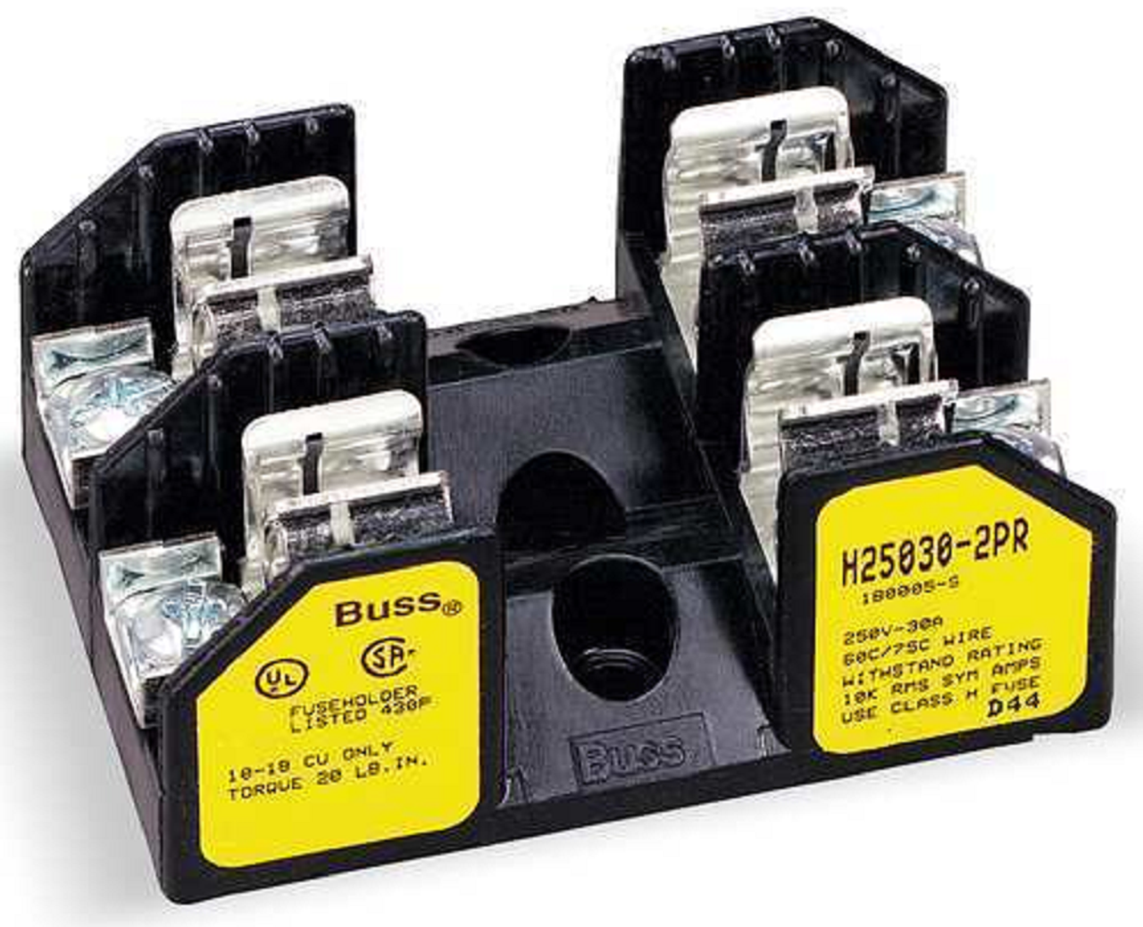 Cooper Bussman 1B0008 Fuse Block Holder, 2-Pole, 30A 250V [New]