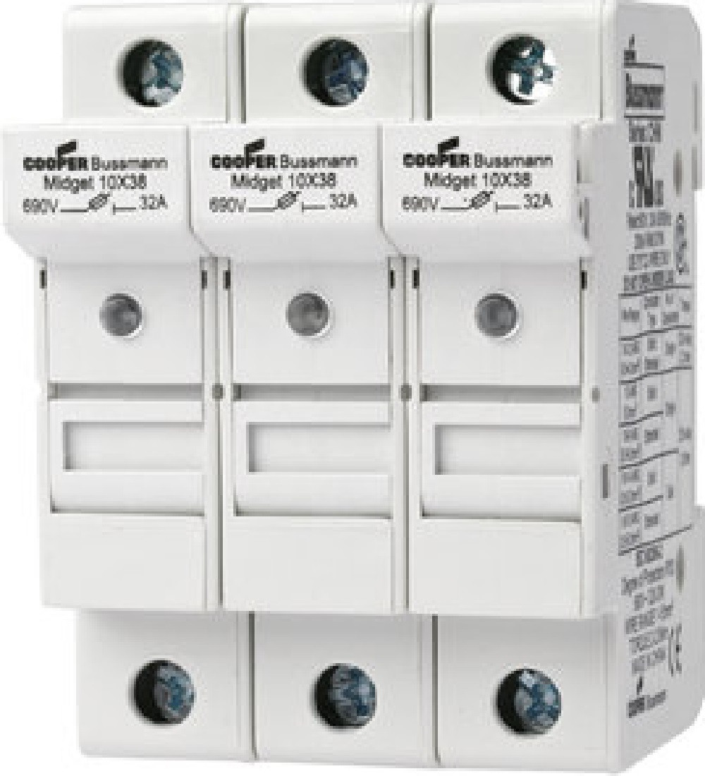 Bussmann CHM3DI Modular Fuse Holder, 32A 690V 3 Circuit Cartridge, DIN Rail [New]
