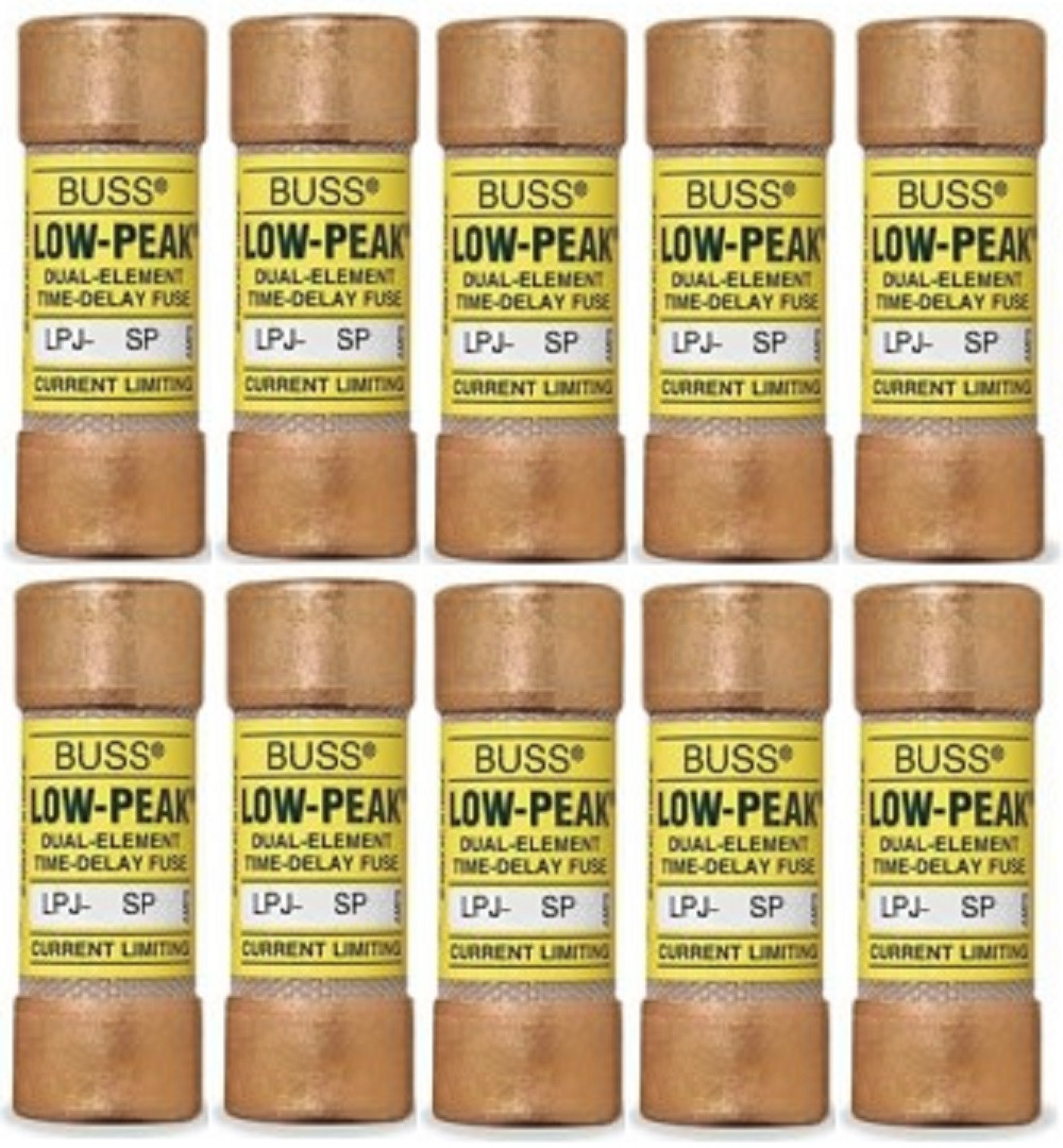 Eaton Cooper Bussmann LPJ-2SP Time Lag Cylinder Fuses, 2A, Class J, Pack of 10 [New]