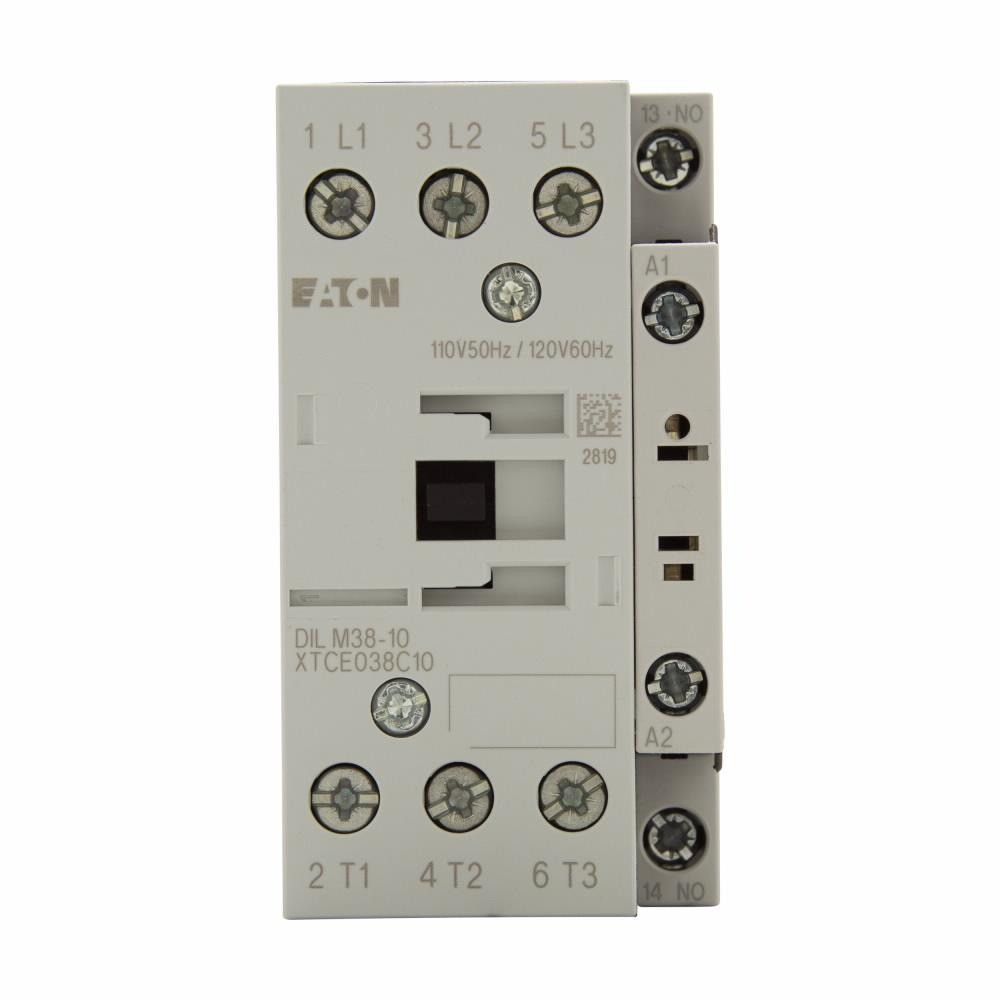 Eaton XTCE038C10A Full Voltage Non-Reversing IEC Contactor, 110/120 VAC V Coil [New]