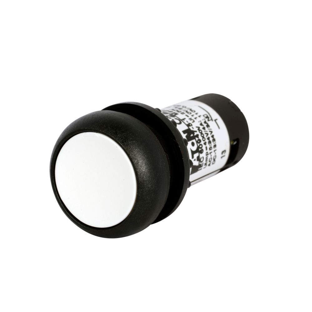 Eaton C22S-DR-W-K20 22.5 mm RQM Compact Pushbutton, White Actuator, Black bezel [New]