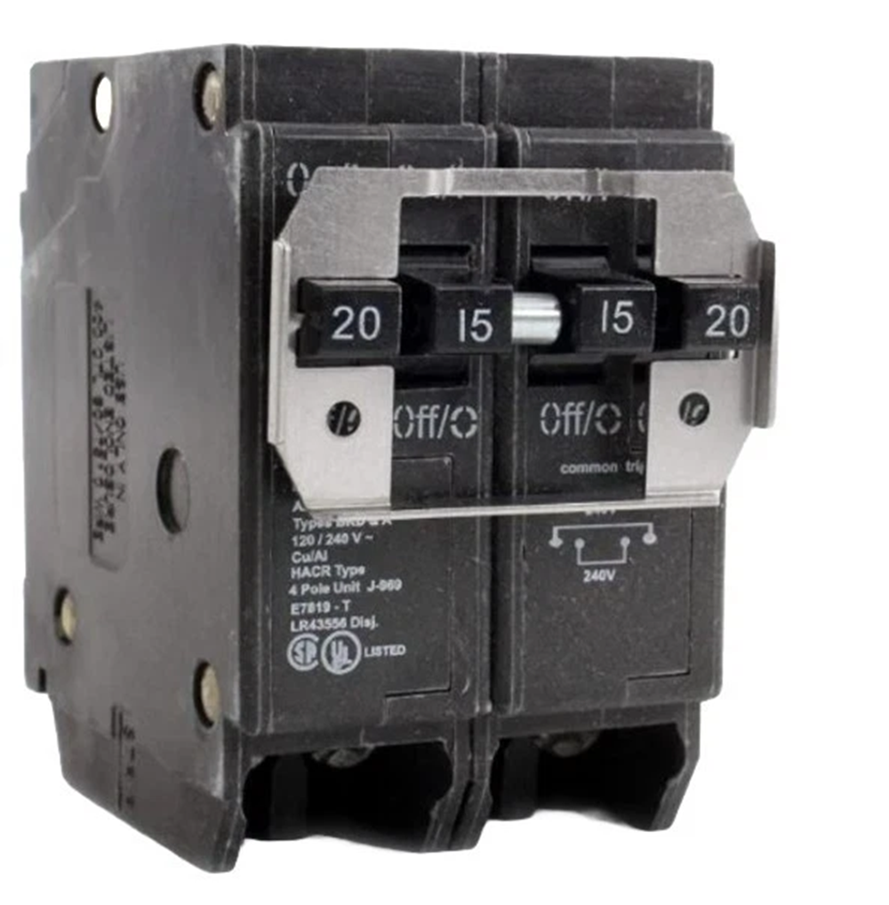 Eaton BQC220215 Circuit Breaker, Type BQC, 4-Pole, 1x 20A 1x15A, 120/240V [New]