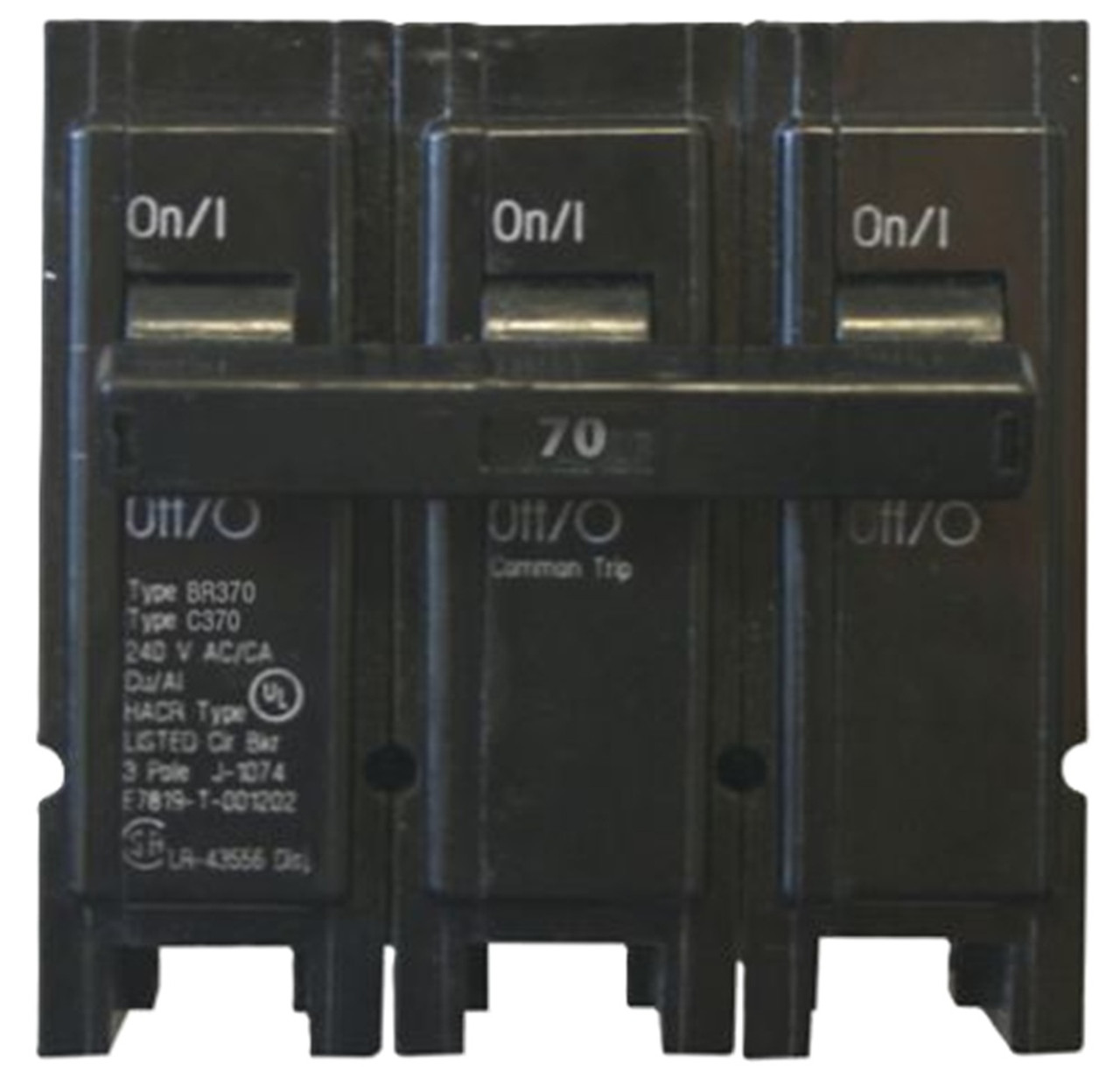 Eaton BR370 Circuit Breaker, Type BR, 70A, 3-Pole, 240V [New]