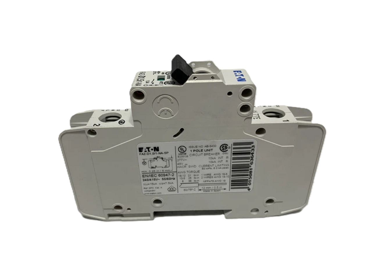 Moeller Eaton FAZ-D1.5/1-NA-SP 167144 Miniature Circuit Breaker, 1.5A, 1-Pole [New]