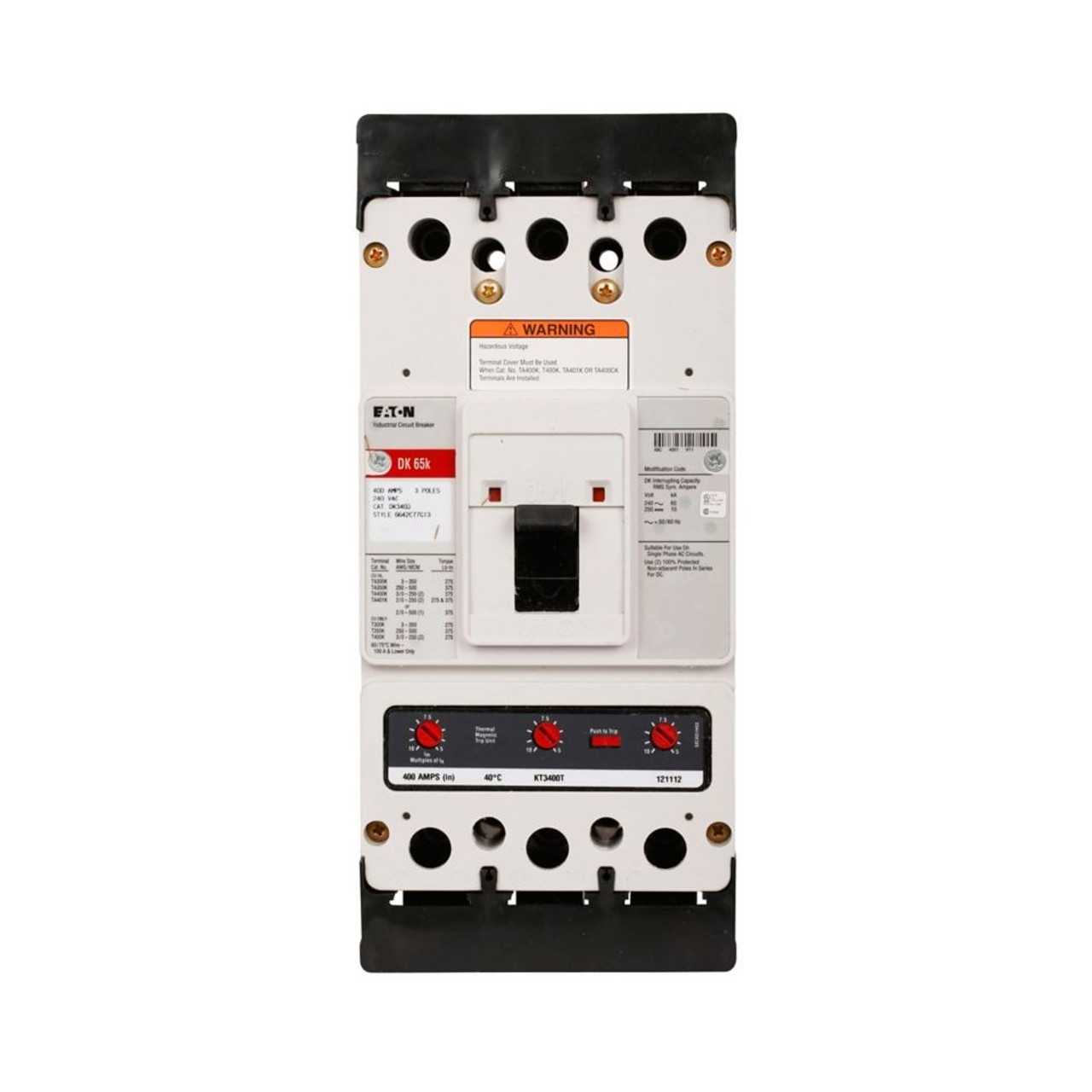 Eaton DK3400W Circuit Breaker, 400A, 3-Pole, K-Frame [New]