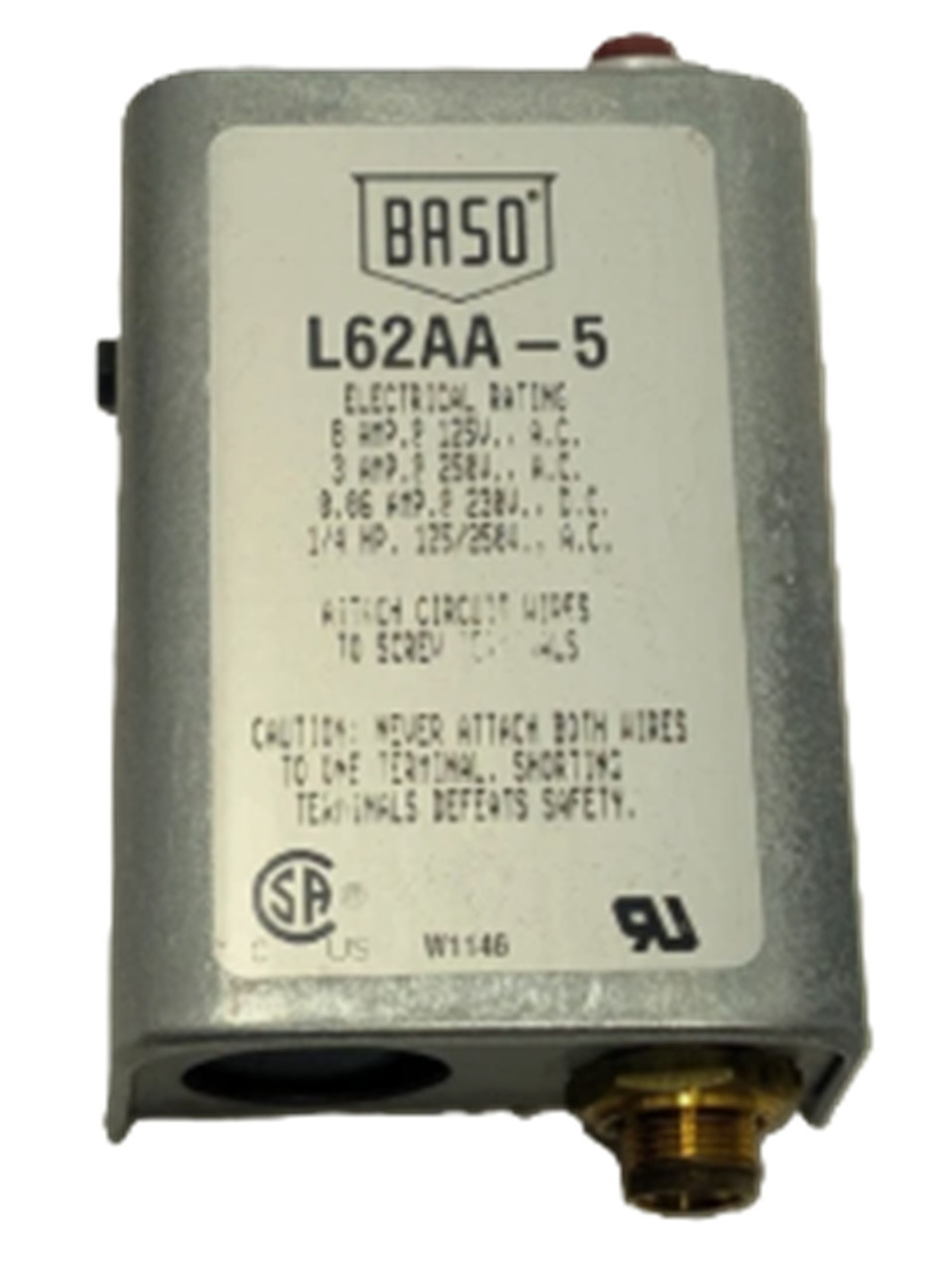 Baso Johnson Controls L62AA-5C SPST Manual Reset Pilot Switch [New]