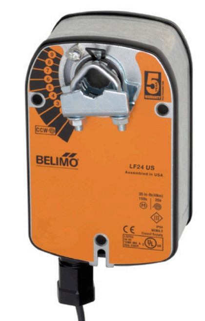Belimo LF24 US Damper Actuator, 35 in-lb [4 Nm], Spring Return, AC/DC 24 V [New]