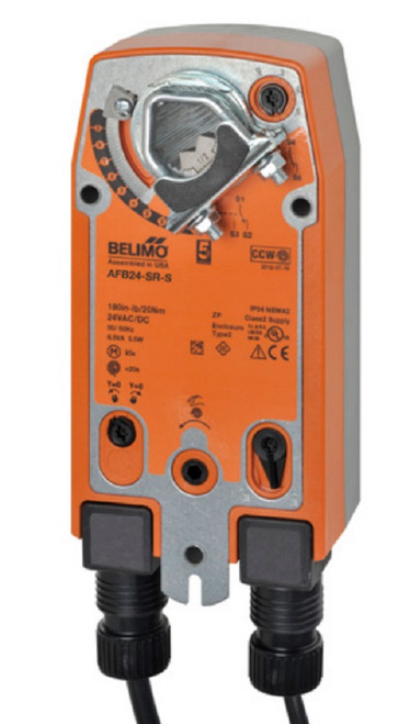  Belimo AFB24-SR-S Actuator, 180 in-lb 20 Nm, Spring Return, 2...10 V, Modulating [New] 