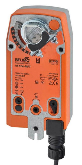 Belimo AFX24-MFT, electronic actuator for HVAC damper and valve control.