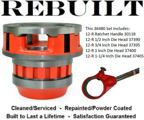Ridgid 36480 12-R Pipe Threader Set, 1/2 - 1-1/4 inch NPT, No Carry Case [Refurbished]