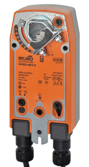 Belimo NFB24-MFT-S Damper Actuator, 90 in-lb 10 Nm, Spring Return, 2...10 V [New]