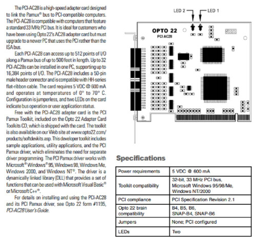 Opto 22 PCI-AC28 REFURBISHED