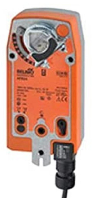 Belimo AFX24, industrial electrical actuator with orange casing and control dial.