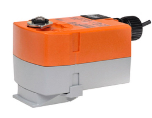 Belimo TFRB24, industrial electronic equipment in orange and gray plastic casing with electrical connection on the side.