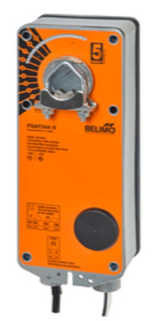 Belimo FSAF24A-S, industrial actuator device with orange safety switch and control panel