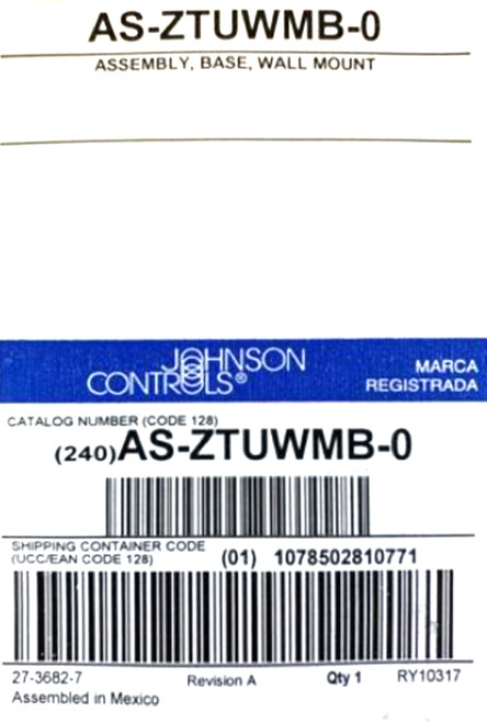 Johnson Controls AS-ZTUWMB-0 Zone Terminal Wall Mount Base [New]