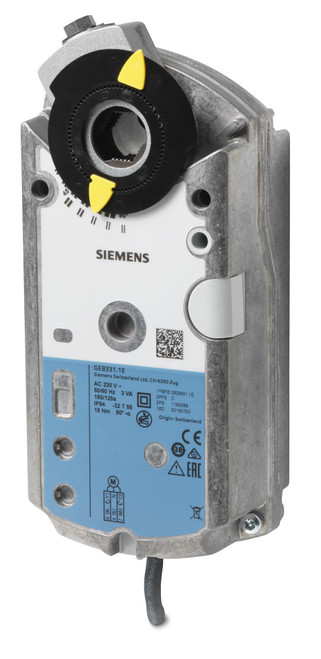 Siemens GEB331.1E Rotary Air Damper Actuator, AC 230 V, 3-Position, 15 Nm, 150 s [New]