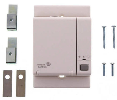Johnson Controls TE-67NT-1N00, electrical control module with mounting hardware and screws.