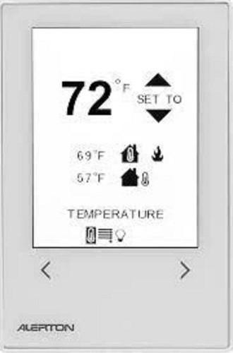 Alerton MS4-TH REFURBISHED, digital thermostat control panel showing temperature setting of 72°F with temperature adjustment arrows and operational icons.