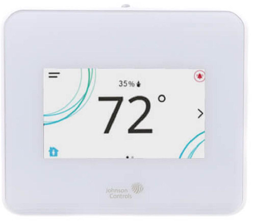 Johnson Controls TEC3630-14-000, digital thermostat displaying a temperature of 72 degrees.