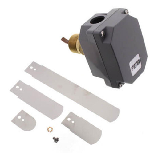 Johnson Controls F261KAH-V01C, HVAC valve actuator with mounting hardware and replacement blades, used for controlling heating, ventilation, and air conditioning systems.