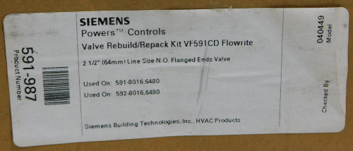 Siemens 591-987 Valve Rebuild Repack Kit, VF591CD Flowrite Series, 2-1/2" (64mm) [New]