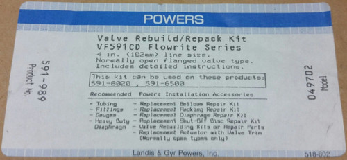 Siemens 591-989 Valve Rebuild/Repack Kit, 4 in Line Size, For 591-8020 591-6500 [New]