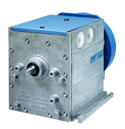 Johnson Controls M130AGB-1, industrial mechanical device with metal and blue components used for heating, ventilation, and air conditioning (HVAC) control systems.