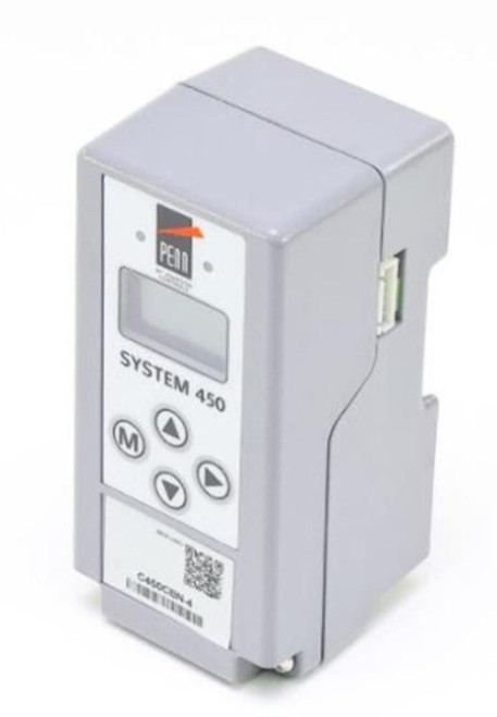 Johnson Controls C450CBN-4C, HVAC system controller device with digital display and control buttons.