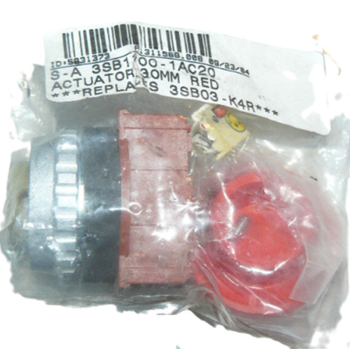 Siemens 3SB1100-1AC20 Pushbutton Actuator, 30mm, Red, Replaces 3SB03-K4R [New]