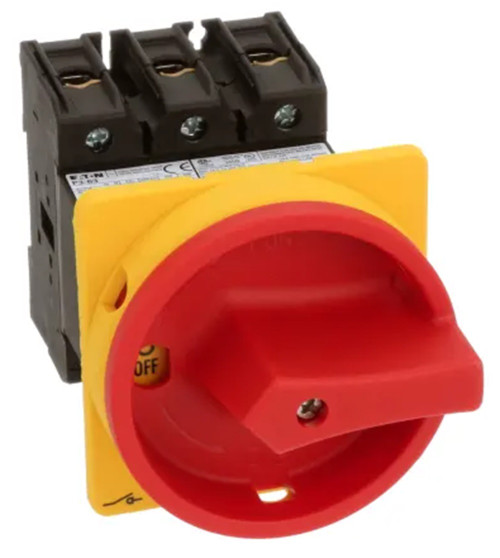 Moeller Eaton P3-63/V/SVB Emergency Stop Disconnect Switch, 3 Pole, Base Mount [New]