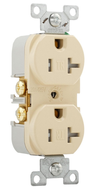 Eaton TRBR20V-BXSP Commercial Specification Grade Duplex Receptacle, Ivory, 20A [New]