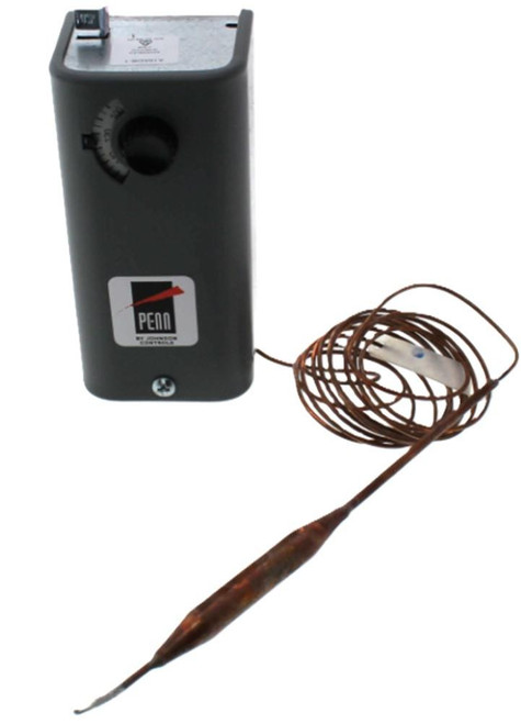 Johnson Controls A19ADB-1C, thermostat control with probe and wiring.