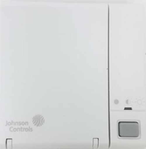 Johnson Controls TE-67PT-0N00, product image of a white HVAC control panel or device.