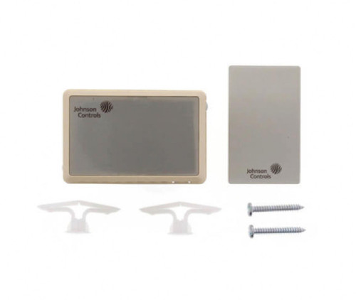 Johnson Controls HE-67S3-0N0BT, electronic control board and mounting hardware with screws and brackets for HVAC systems.