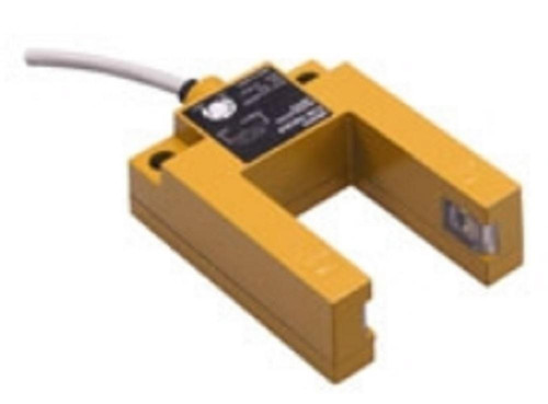 Omron E3S-GS3E4 2M, industrial photoelectric sensor with yellow housing and black electronic component, used for sensing applications.