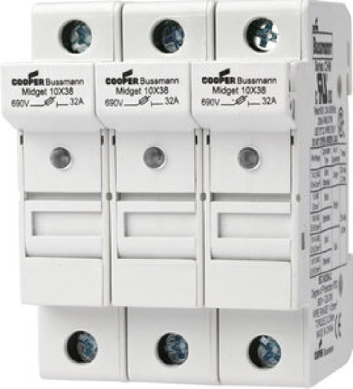 Bussmann CHM3DI Modular Fuse Holder, 32A 690V 3 Circuit Cartridge, DIN Rail [New]