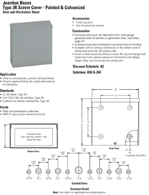 Cooper B-Line 884 RTSC NEMA 3R Junction Box, Screw Cover, 8 x 8 x 4 [New]