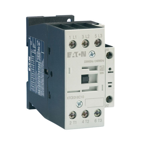 Eaton XTCE018C10T IEC Contactor, 18A, 24 Vac, 50-60 Hz, 1NO, 18A, Frame C [New]