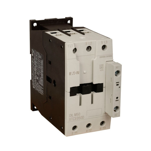 Eaton XTCE050DS1TD IEC Contactor, 50A, Side-mounted, 24-27 Vdc, 1NO-1NC [New]